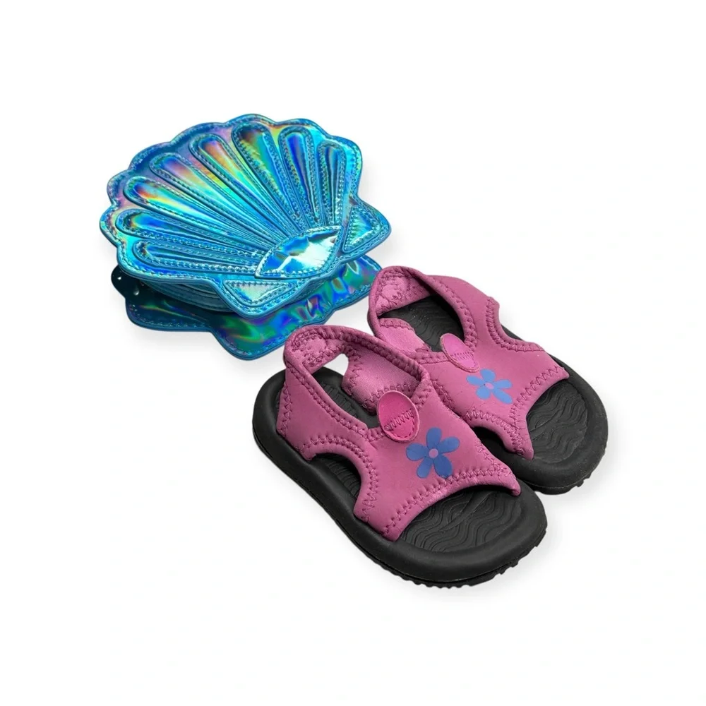 Nike ✿ Neoprene Slingback Wet / Dry Sandal ✿ Purple Blue Flower ✿ 6 Toddler Girl
